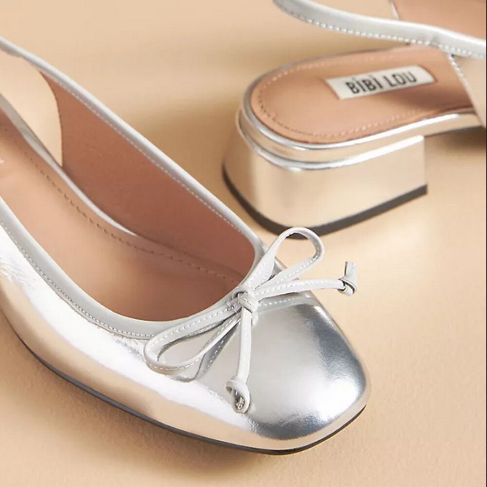 Bibi Lou Suzy Sling Back Block Heel Shoes Size 37 New!